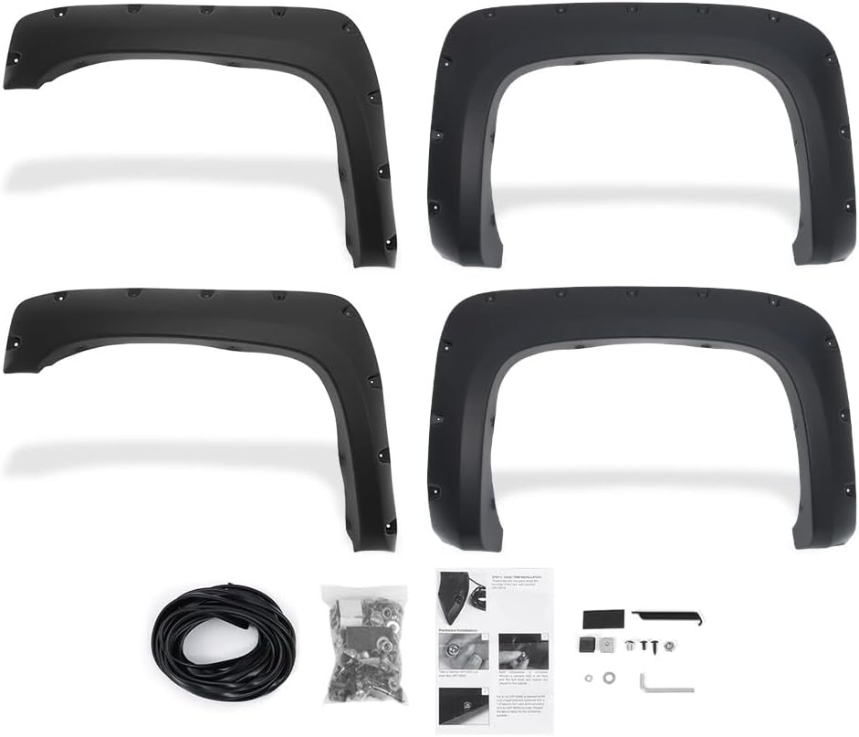 ECCPP PP Black Smooth Fender Flares For 2007-2013 For Chevy Silverado 1500 69
