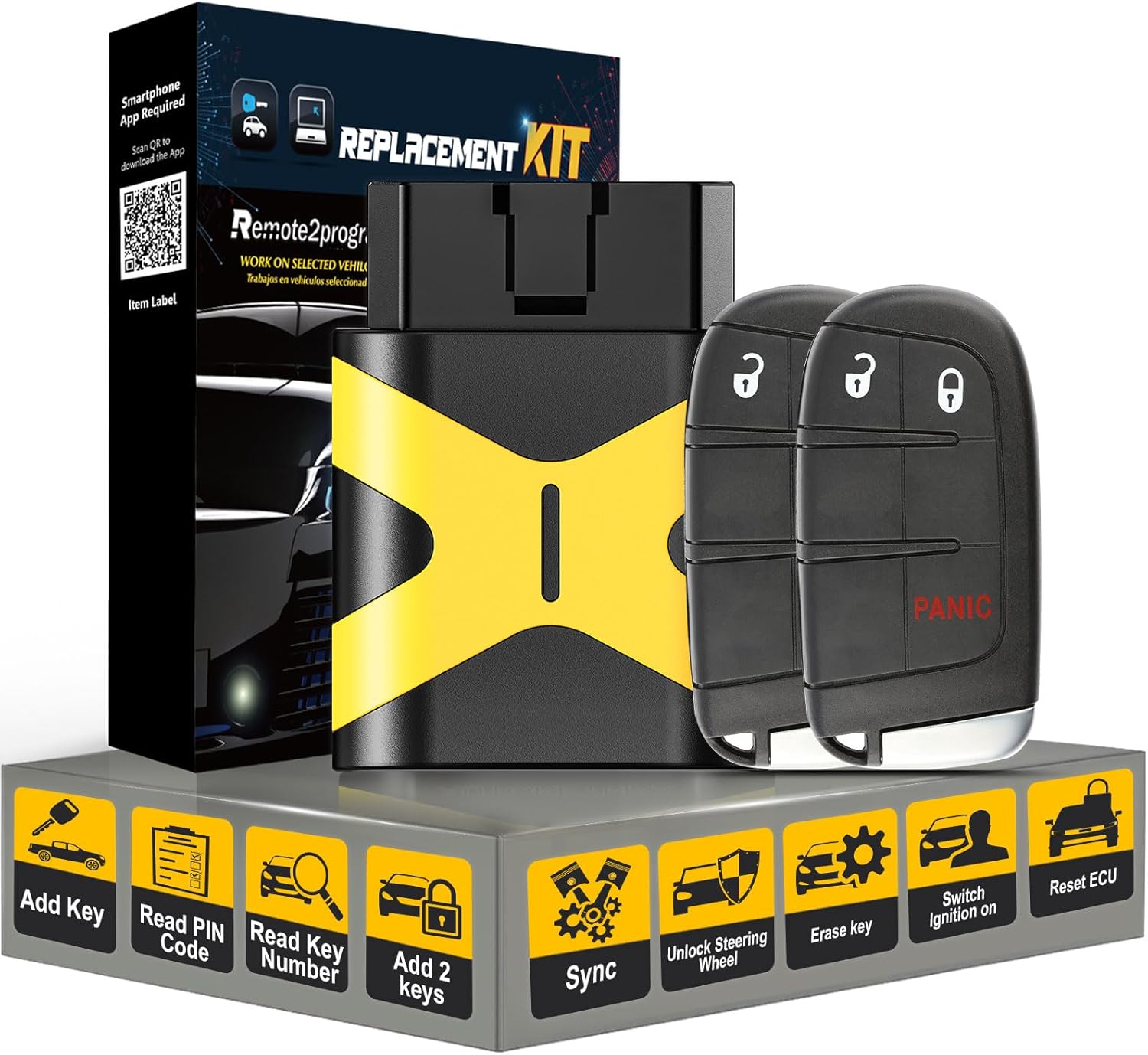 Keyless Entry Remote Self Programmable Car Key for No Working Remote Replacement for Dodge Dart/Durango/Journey with FCC: M3N-40821302 (3 Button)