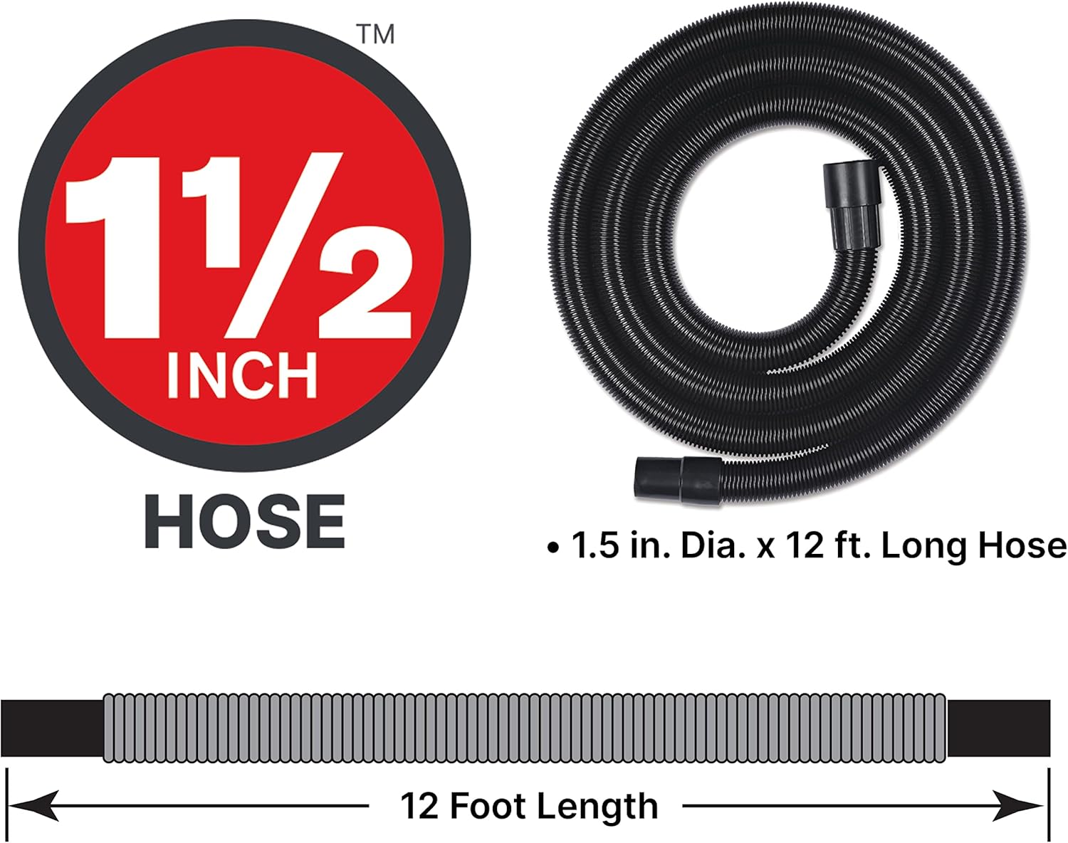 Shop-Vac 9700606 55 Gallon Drum Two-Stage Wet/Dry Head Assembly, 3.0 Peak HP, 1.5 Inch Diameter x 12 Foot Crush-Resistant Hose, 35 Ft Cord Length, For Heavy-Duty Wet/Dry Pickup With Blower Feature