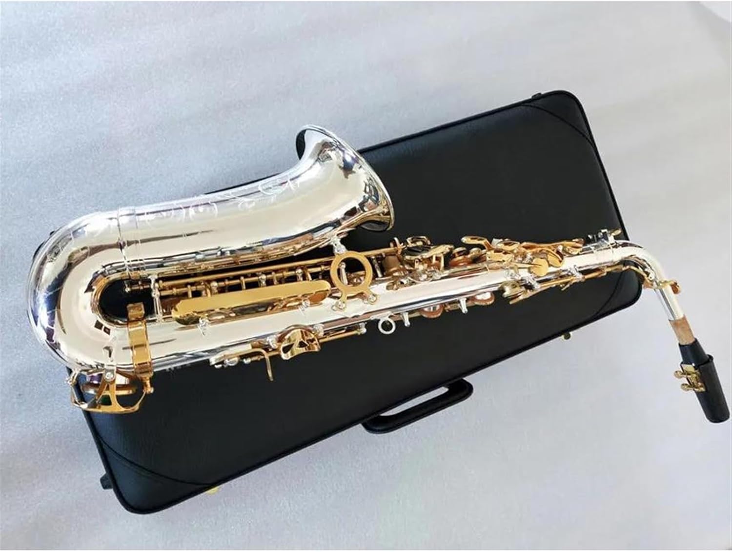 Woodwind Instruments Alto Saxophone Silver Plated Gold Key Professional Sax With Mouthpiece Case