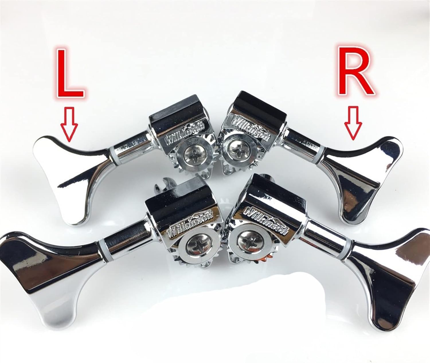 KESHUO Electric Bass Guitar Machine Heads Tuners Guitar Tuning Pegs Open Gear Chrome Silver Tuner Machine Heads Knobs