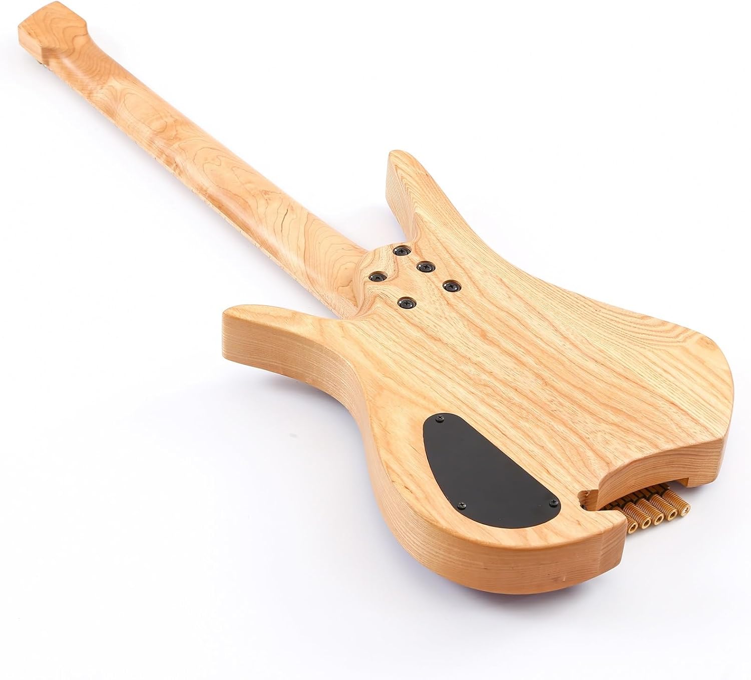 Headless Electric Guitar 7 String Fanned Stainless Steel Fret Headless Electric Travel Guitar Ash Wood with Flame Maple Veneer