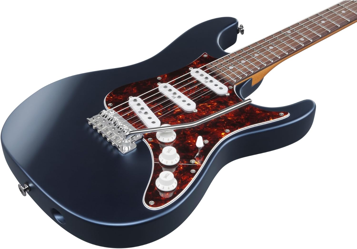Ibanez AZ2203 Prestige 6-String Right-Handed Electric Guitar with Alder Body and Oval C S-Tech Wood Roasted Maple Neck (Dark Tide Blue Flat)