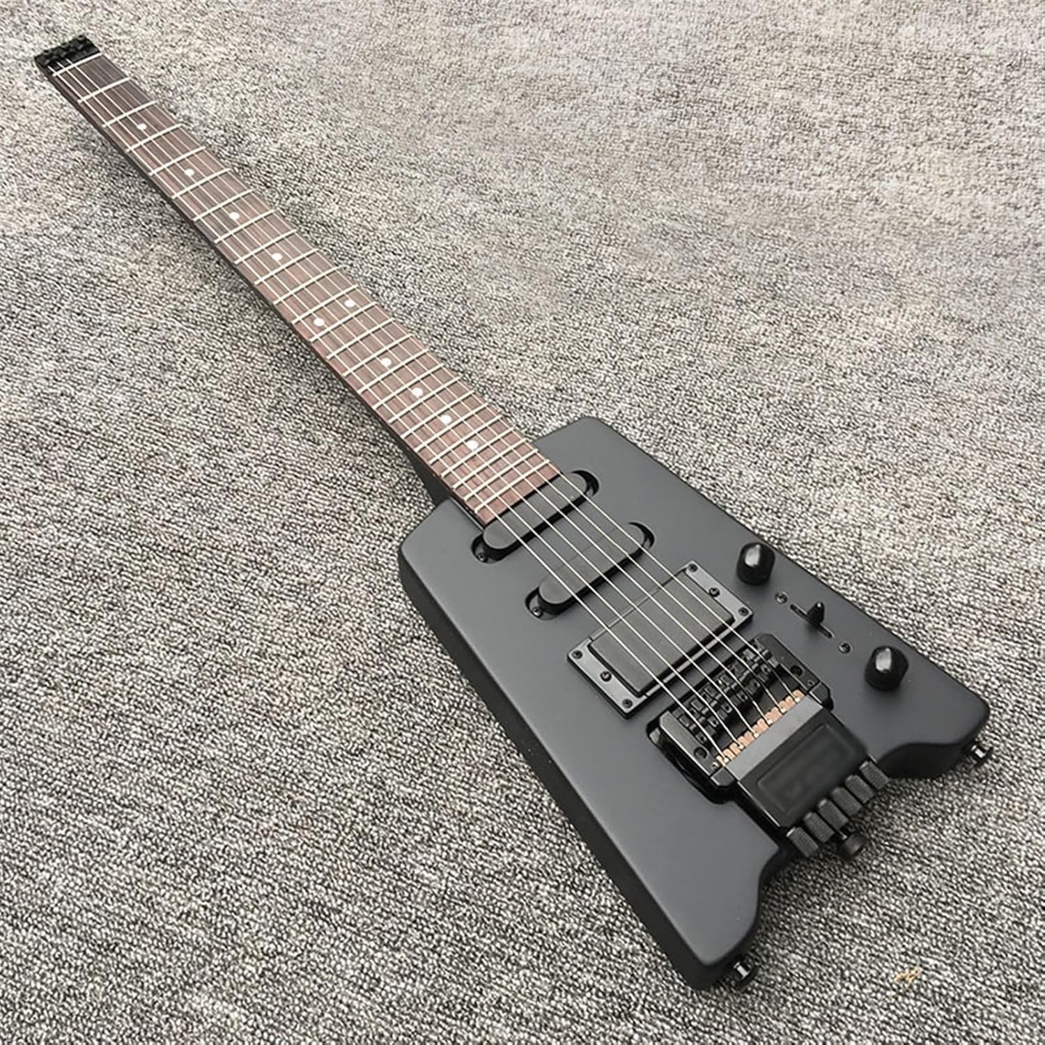Matte Headless 6 String Electric Guitar Basswood Body Portable Metal Music Travel Musical Instrument Professional Headless Guitar (Color : 01)