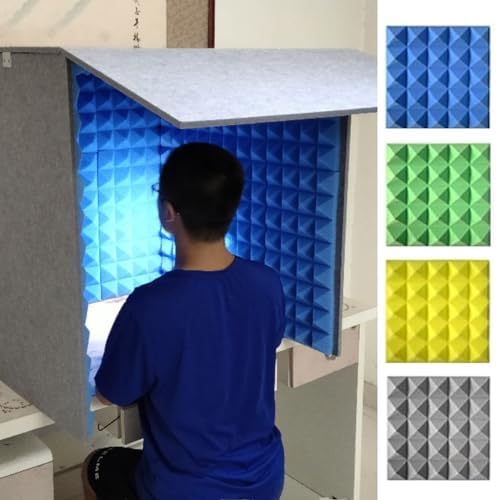 Sound Proof Booth for Recording at Home, Podcast Singing Study Desktop Soundproof Shed, Portable Microphone Isolation Box, Table-top Privacy Partition (Color : Blue)