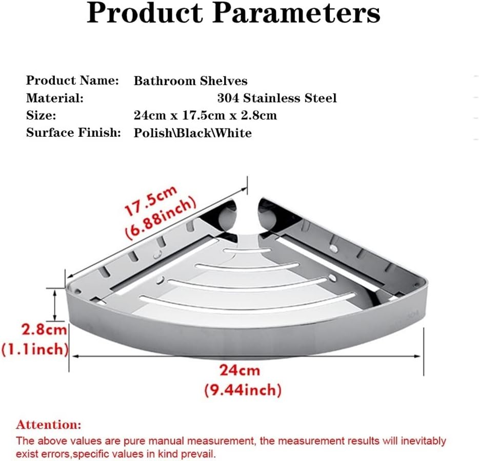Corner Shower Caddy Bathroom Shower Corner Shelf, SUS 304 Stainless Steel Shower Caddy Wall Mount Triangular Bathroom Floating Shelves Shower Organizer (Color : Polish 3 Layer)
