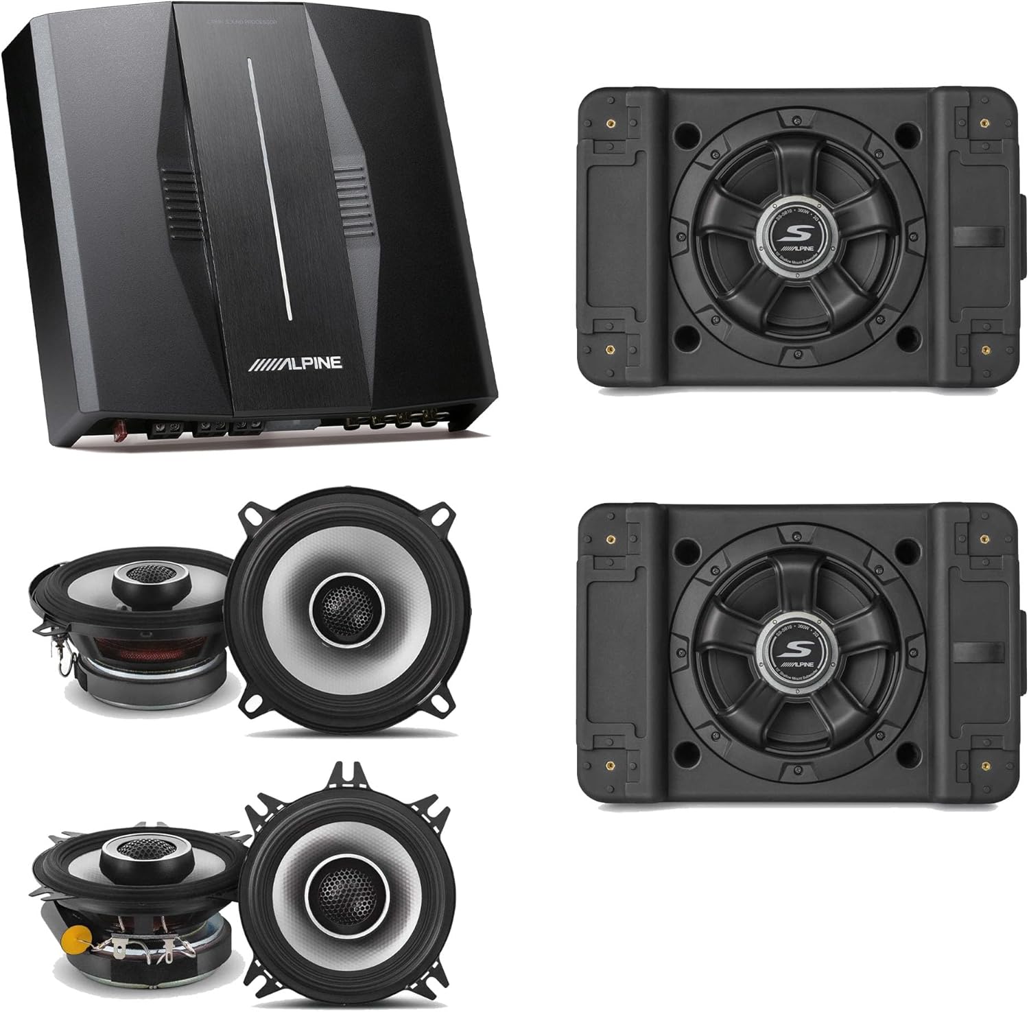 Alpine PXE-C80-88 OPTIM8 8-Channel Hi-Res DSP Amplifier w/ (2) SS-SB10 Subwoofer, S2-S50 & S2-S40 Bundle