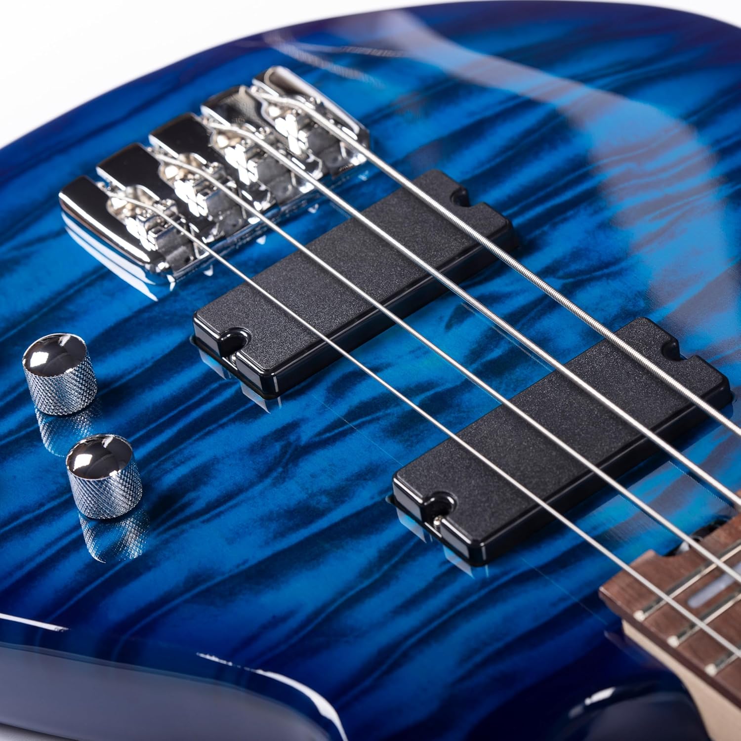 Grote GTBS-01 Electric Bass Guitar 4 String Maple Headstock Maple Neck Poplar Body (Blue)