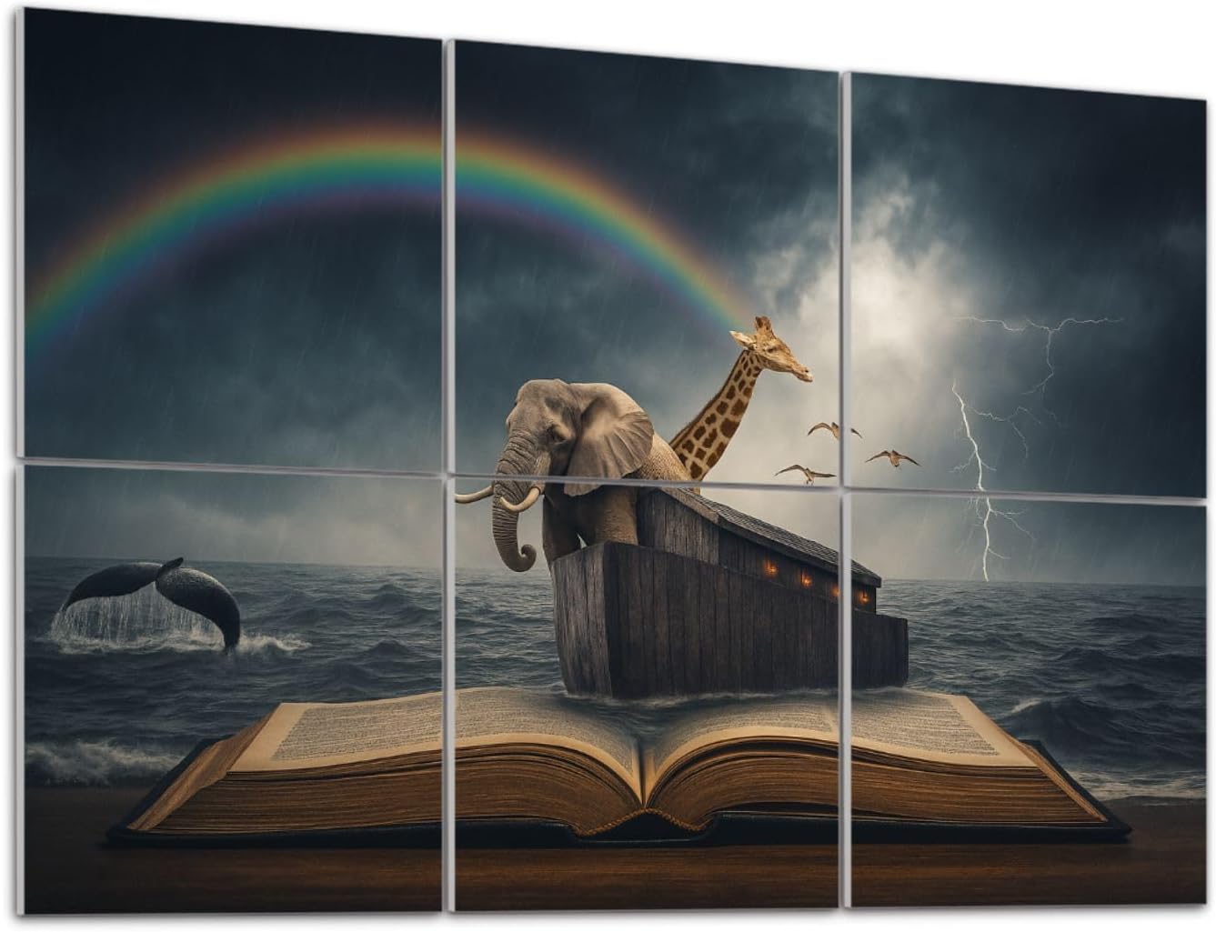 6 Pack Art Acoustic Panels Self Adhesive Noahs Ark Biblical Story Decorative Soundproof Wall Panels Sound Absorbing Panel 48