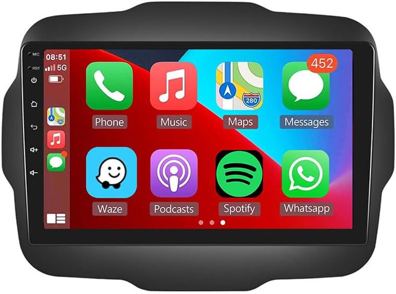 2G+64G Android Double Din Car Stereo for Jeep Renegade 2015-2020 AHD Backup Camera, with Wireless CarPlay/Android Auto WiFi/USB/BT, DSP, FM/SWC, MirrorLink GPS Units Android 13 Radio 207