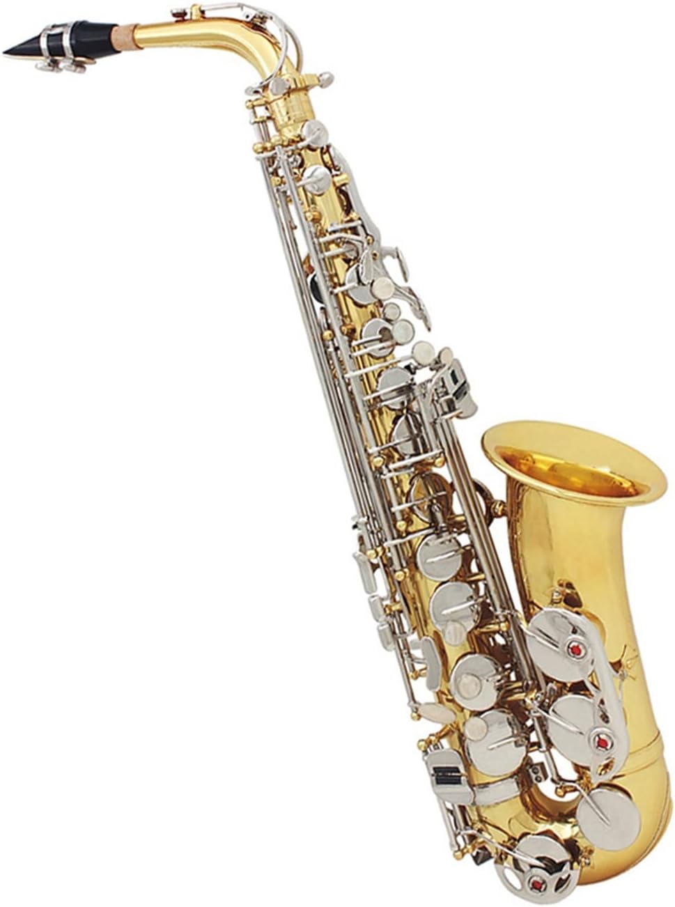 EB Alto Saxophone Lacquered Gold E-Flat Brass Carved Pattern Woodwind Instrument with Case (Color : Gold Silver Sax)