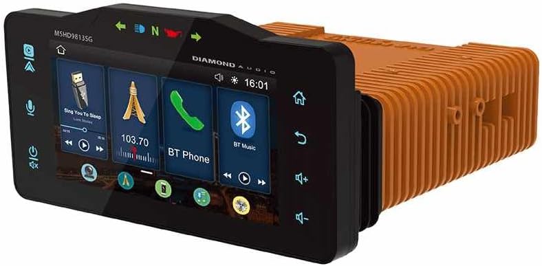 Diamond Audio MSHD9813SG Plug N-Play Radio Digital Media Receiver Features Apple CarPlay, Android Auto, Bluetooth Compatible with 1998-2013 H-D Street Glide Motorcycles