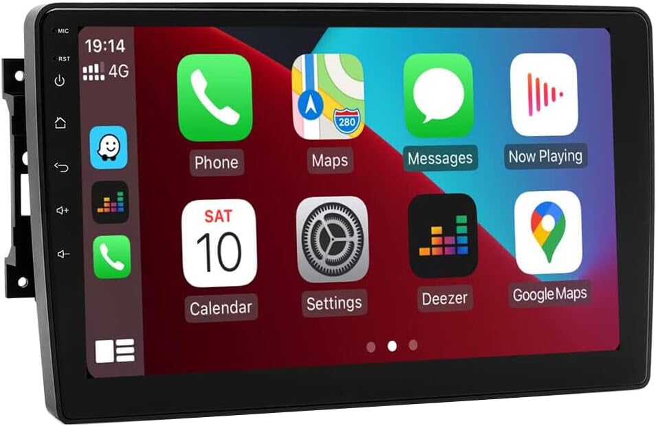 2+32G 10In Car Stereo for Jeep Wrangler/Unlimited 2007-2010 2009 2008 w/GPS Navigation with Carplay w/Android Auto Double Din Touchscreen Car Radio Receiver Backup Camera