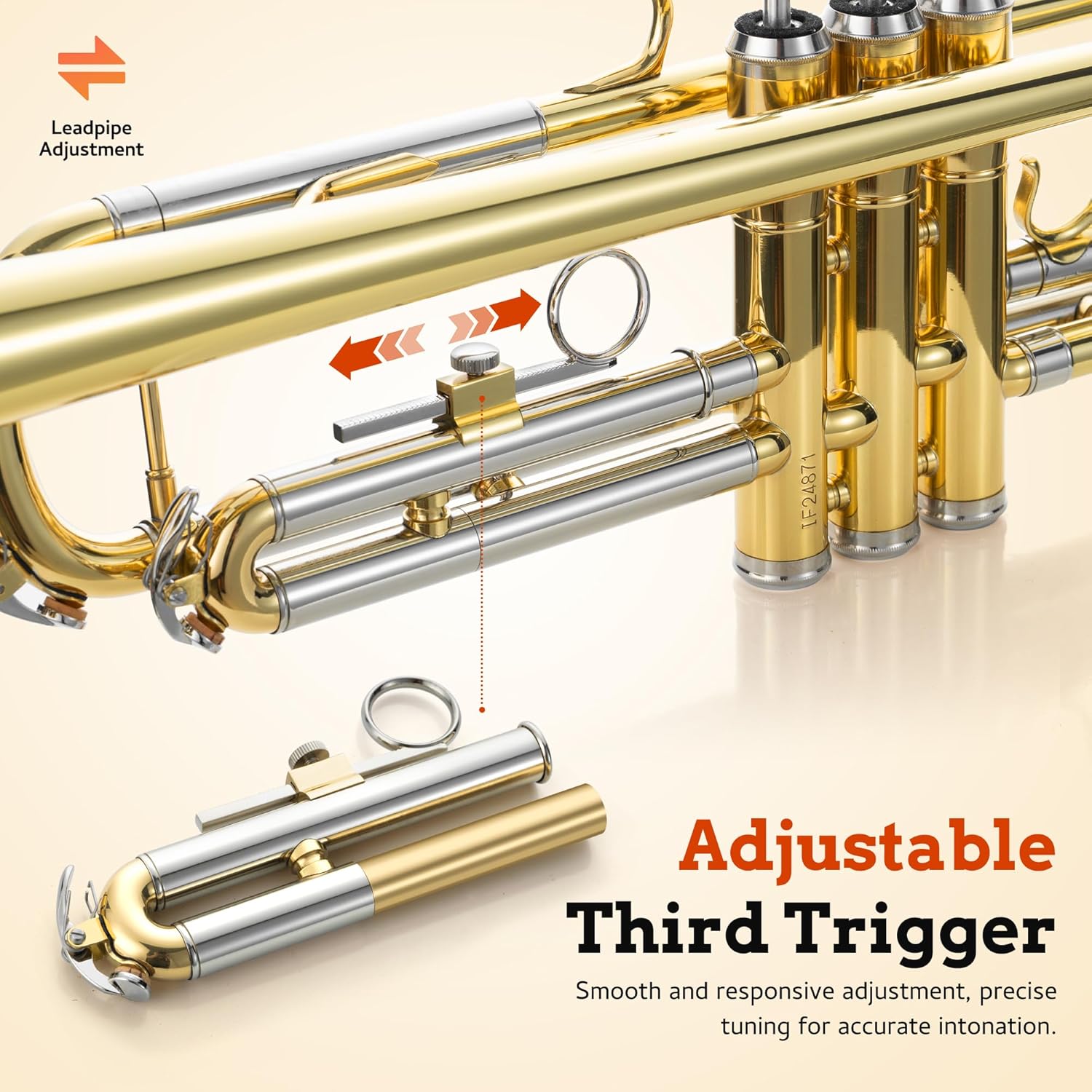 CAHAYA Bb Trumpet Instrument Trompeta: Brass Student Trumpet with Hard Case 7C Mouthpiece Gloves Standard Trumpets for Beginners or Advanced Students Gold