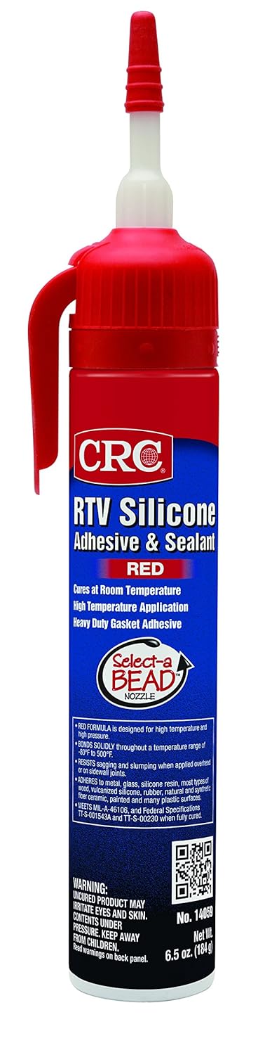 CRC RTV Silicone Sealant Red, High Temperature Gasket Maker & Adhesive Sealant, 6.5 oz Pressurized Tube with Select-a-Bead™ Nozzle – General Sealing, Bonding & Waterproofing (12-Pack)
