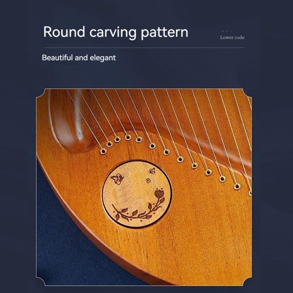 21/24 String Lyar, Thumb Harp, Mango Shape, Veneer Mahogany Xylophone Body, Beginners Niche Instrument(Color:Natural_24 Strings)(Natural-24 Strings)