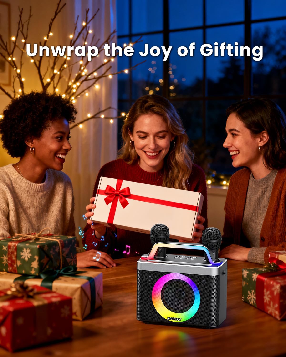 Portable Bluetooth Karaoke Machine for Adults & Kids - 2 Wireless Microphones, Shoulder Strap, Fun Voice Change, Support USB/AUX, for Outdoor Events Party Gifts