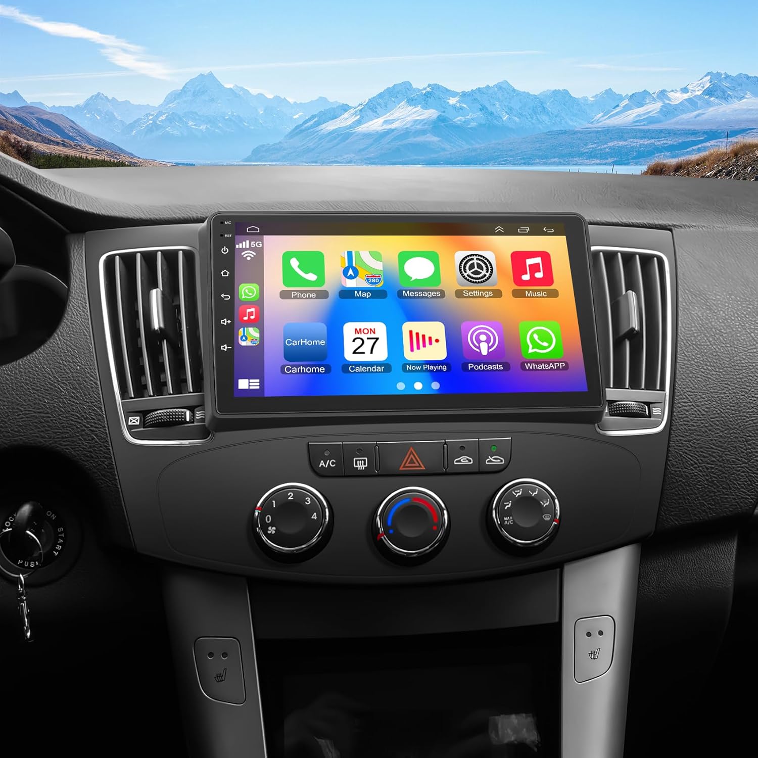 5GWiFi Upgrade Car Radio for Hyundai Sonata 2009-2010(Manual A/C), 8 Core 4+64GB 1280*720 IPS Sonata Stereo with Wireless Carplay & Android Auto Siri/Google Voice Control, BT5.2 Hands Free SWC FM EQ