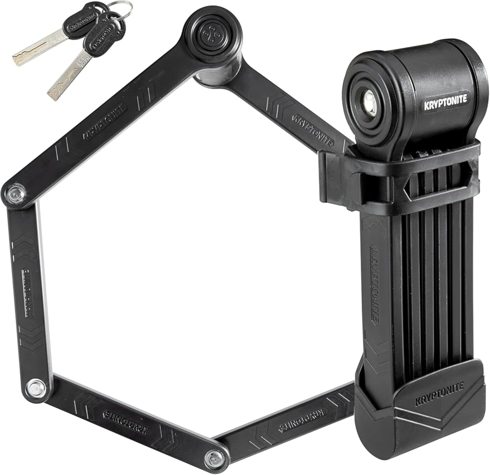 Kryptonite Keeper Folding Bike Lock, 2.75FT/3.25 FT Long Compact Lightweight High Security Anti-Theft Foldable Bicycle Lock with 2 Keys and Mount for E-Bikes Scooter Road Mountain Bike