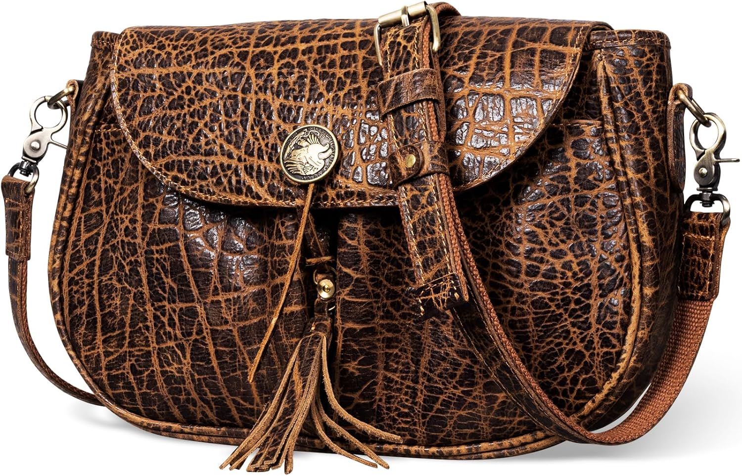 Gexmil Full Grain Leather Cross Body Bag for Women Men, Messenger Bag with Zipper Closure, Vintage Handmade Satchel