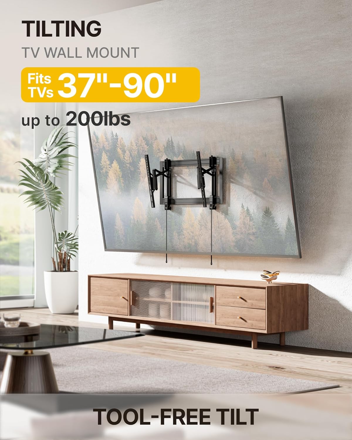 monTEK Heavy Duty Tilting TV Wall Mount Barckt for 37–90