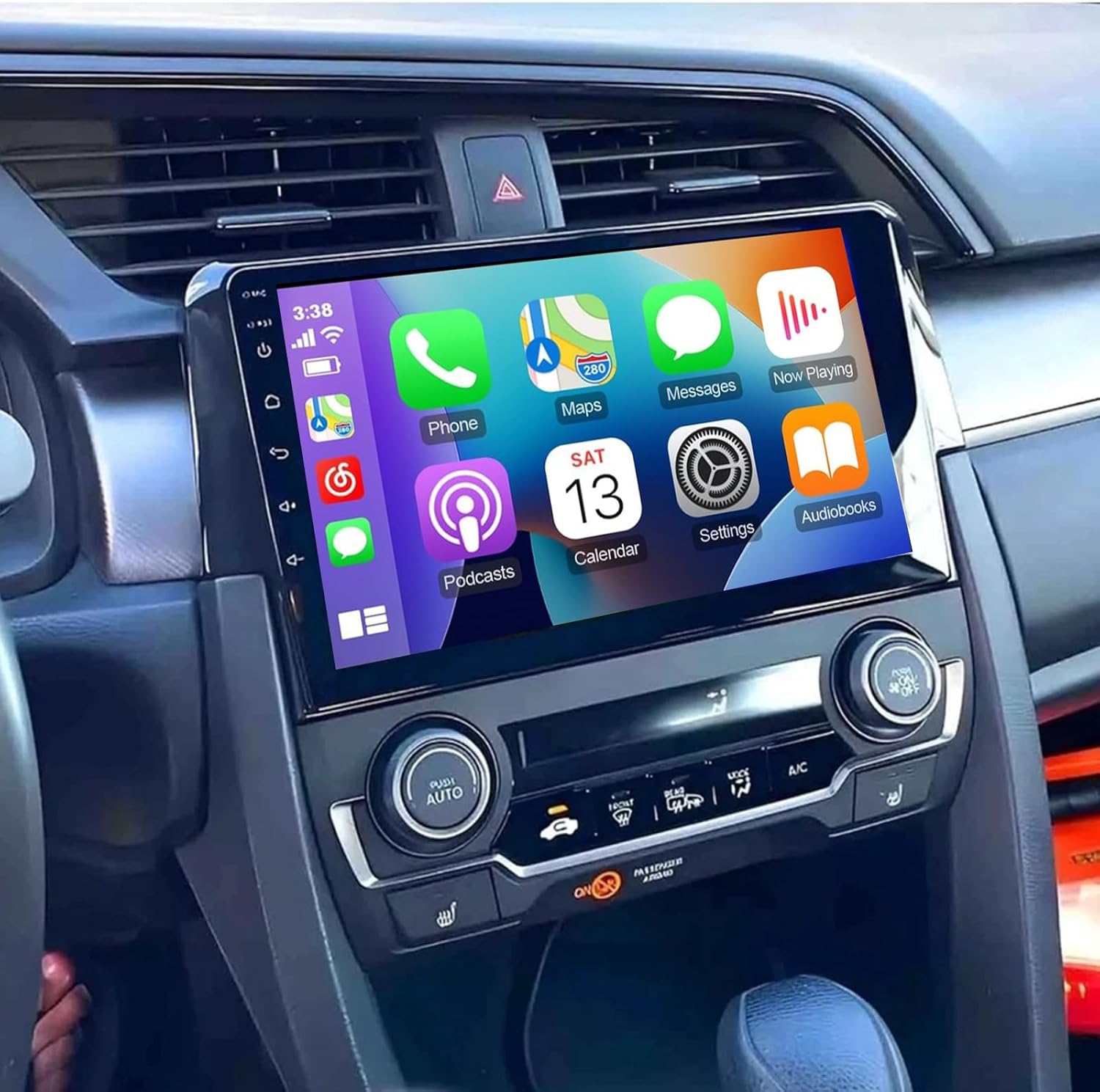 PHEZEN 9 inch Touchscreen Car Stereo Fit for Honda Civic 2016-2020, Android 15 Double Din Car Radio with Carplay & Android Auto in-Dash Navigation BT Mirror Link WiFi Backup Camera 2+64G