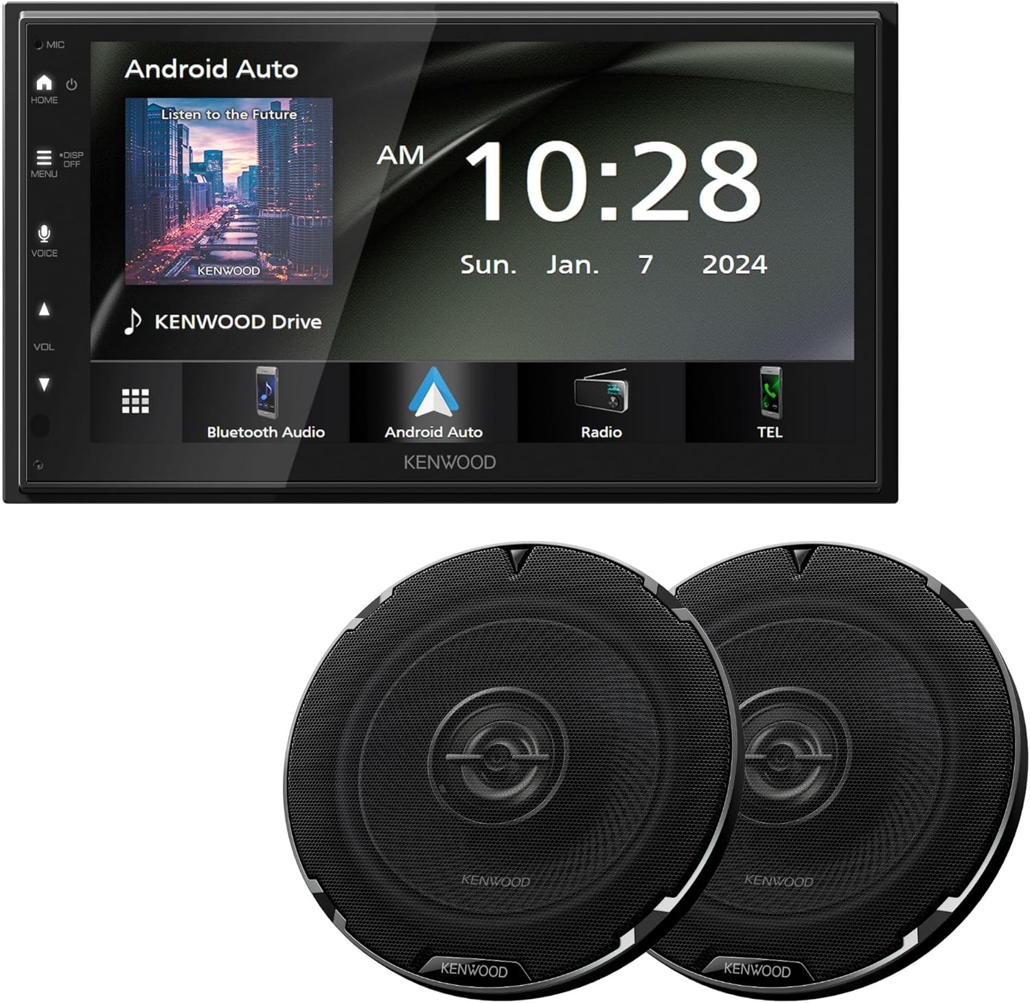 KENWOOD DMX40S Digital Car Stereo (50W x 6-Ch), Apple CarPlay & Android Auto Compatible, Bluetooth-Enabled Head Unit | Plus KENWOOD KFC-1698RS 6-1/2