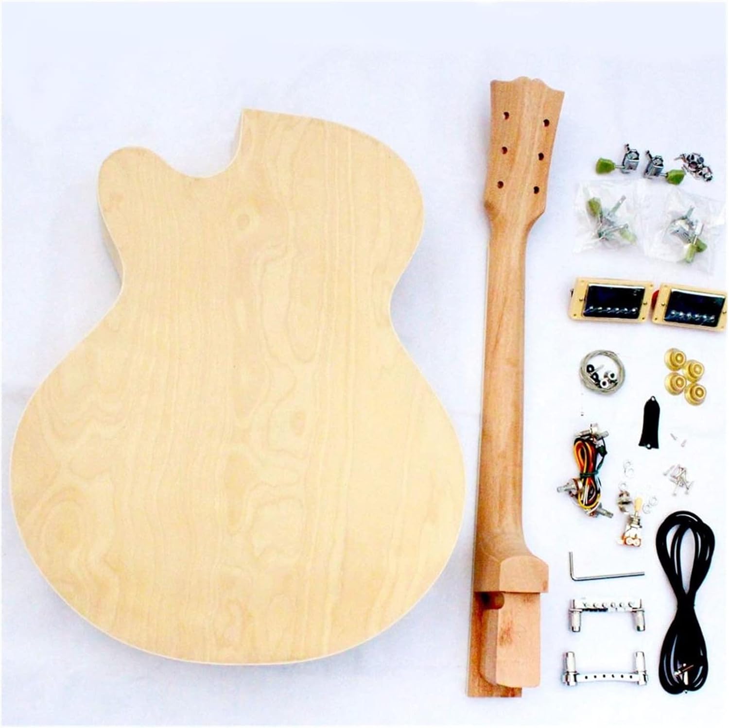 FLFL Half Hollow DIY Electric Guitar Body Kit with All Accessories Unfinished Guitar Kit