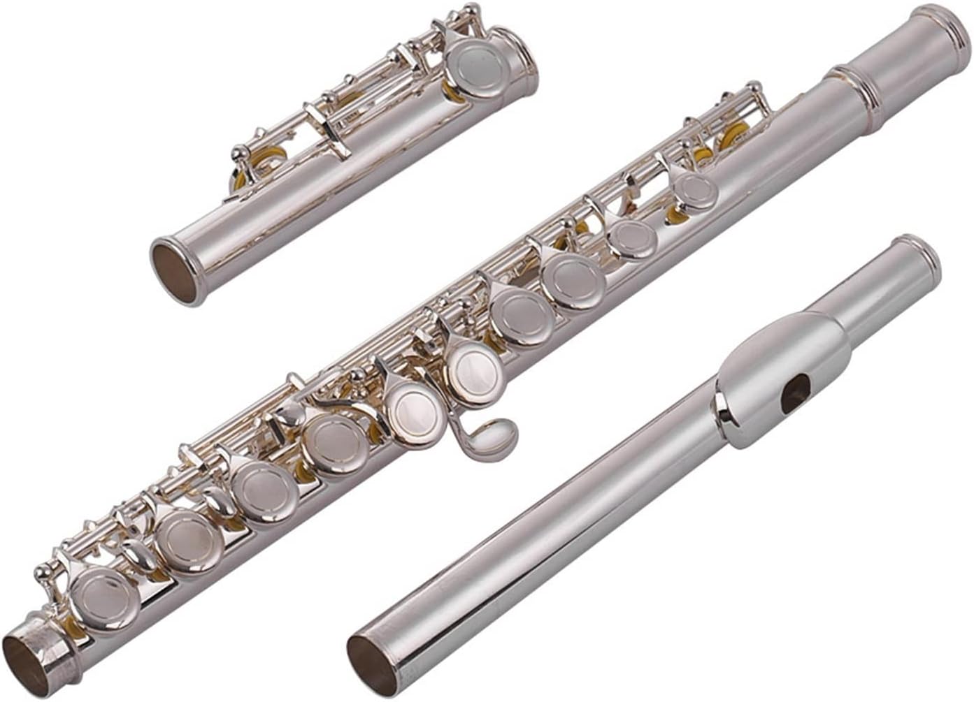 ZUZU 16 Hole Closed Hole Flute C Key Concert Flute Cupronickel Silver- Plated Belt Cleaning Cloth Rod Gloves Woodwind Instrument Beginners Flute