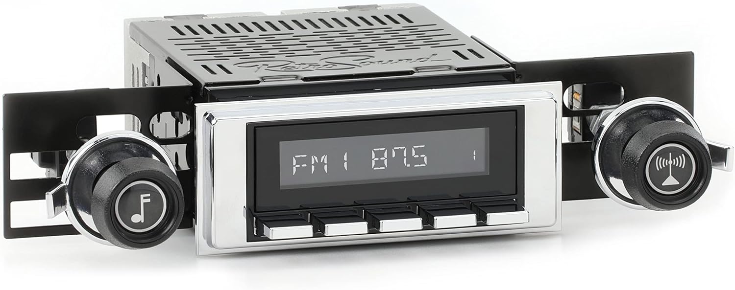 RetroSound RetroRadio Bluetooth Stereo 37-73 Black Chrome Compatible with 1970-72 Chevrolet Monte Carlo