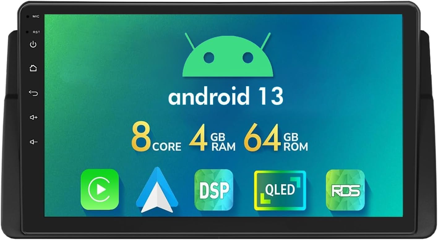 4+64GB Android 15 Car Radio for BMW 3 Series 325i 330i M3 (E46) 1999-2005 Wireless Carplay Android Auto, 9