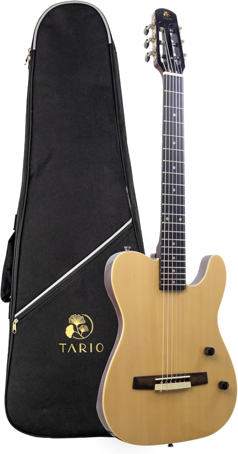 TARIO Electronic Classical Portable Guitar SILENT GUITAR Classic Nylon String Travel Portable Guitars solid spruce top Okoume body