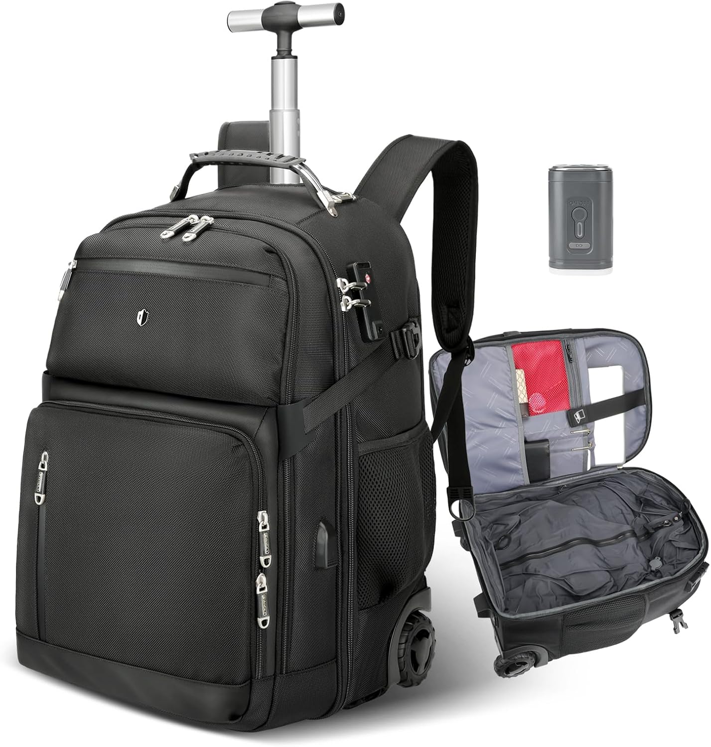 Vacuum Rolling Backpack,50L Roller Travel Laptop Backpack with Anti-Theft,rolling backpack for travel,Water-Resistant Carry-On Luggage,Business and Commuting (A)