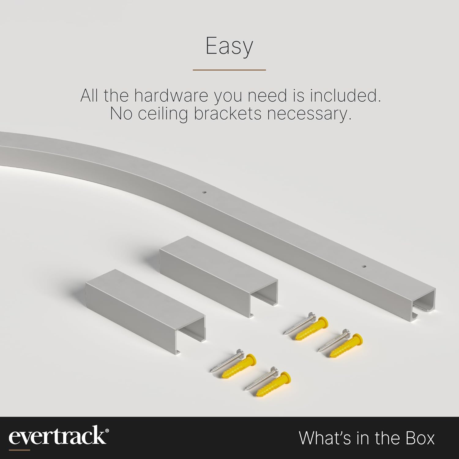 Curtain Track - Corner Section for Ceiling Curtain Track - USA Made - 90 Degree Bend, Anodized Silver