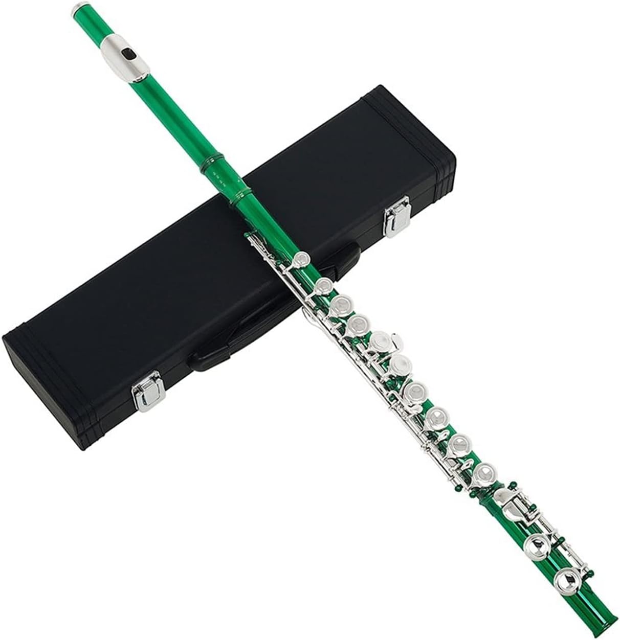 Flutes Cross Flute 16 Holes Closed Hole Green Transverse Flute C Tone Cupronickel Woodwind Instrument