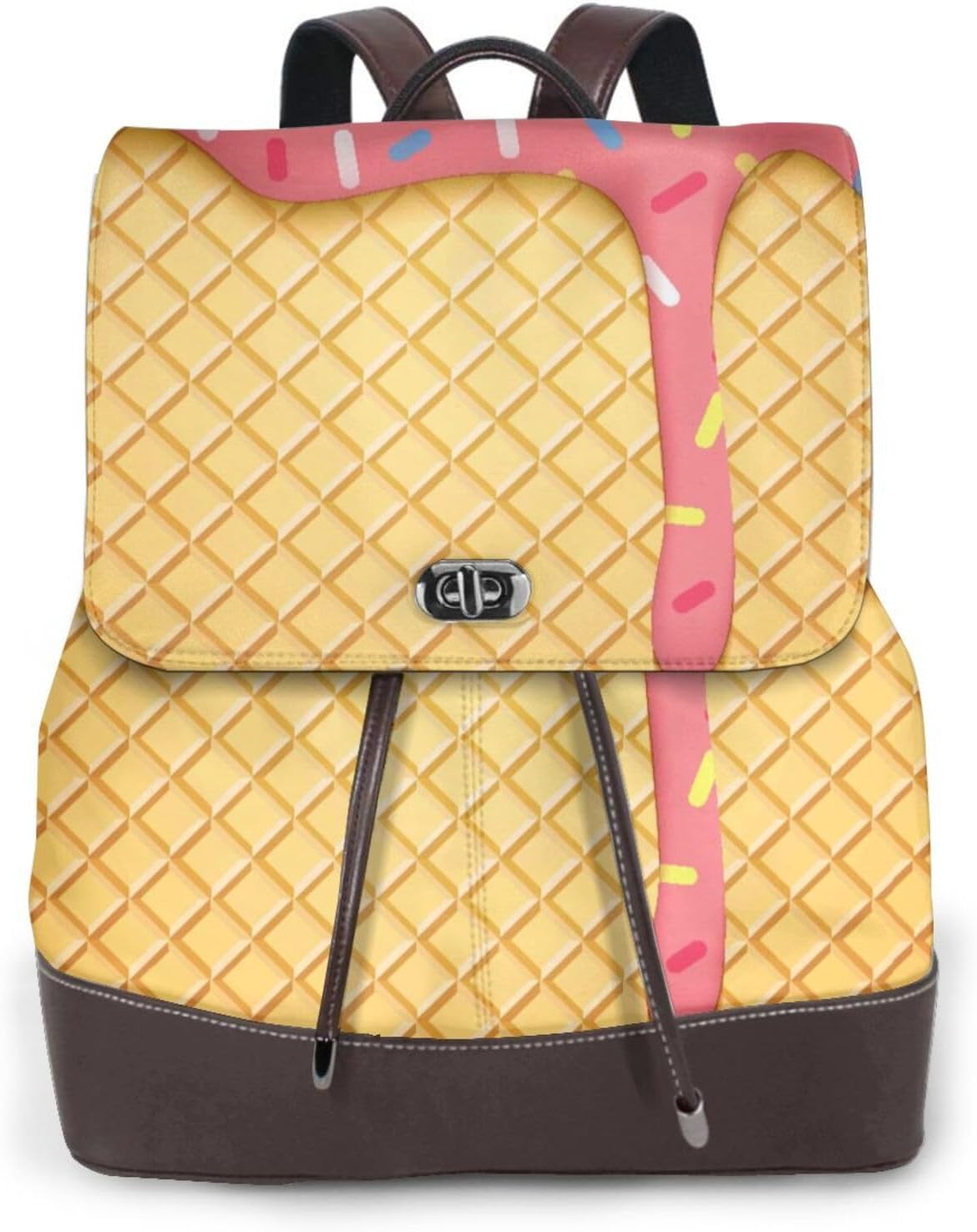 Pink Ice Cream for Womens Backpack Purse Microfiber PU Anti-theft Large Fashion Designer Travel Bag Ladies Shoulder Bags