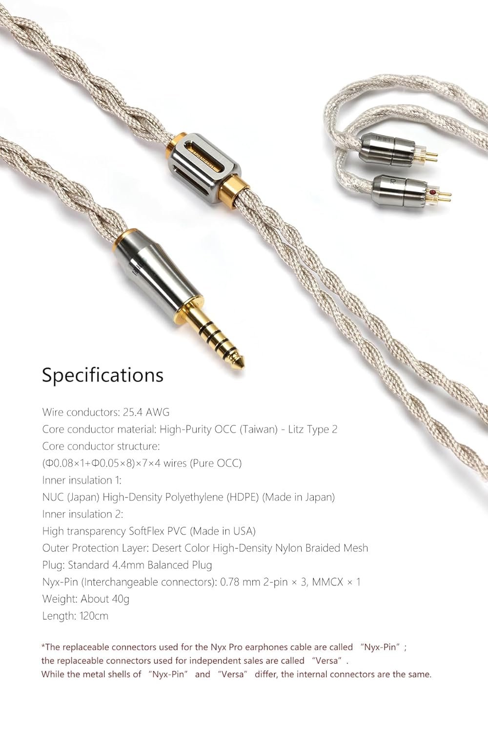 DD ddHiFi BC130 Net (Nyx Net) High-Purity OCC Shielded Earphones Upgrade Cable with 4.4mm Standard Plug