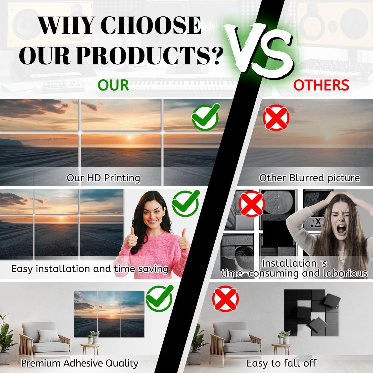 6 Pack Art Acoustic Panels Asphalt road pavement dramatic sky coastline Sound Absorbing Panel 48