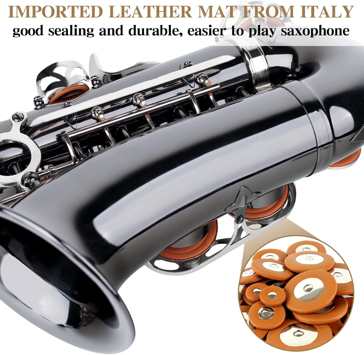 SLADE Eb Alto Saxophone for Beginner Students, Adult, Black & Silver