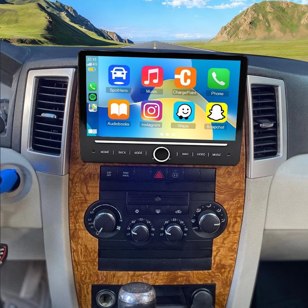 Android 14 Car Stereo for Jeep Grand 2008-2010,10 Inch Double Din Car Radio with Carplay & Android Auto, in-Dash Navigation Radio with BT Mirror Link WiFi FM Radio & Backup Camera-4+64G