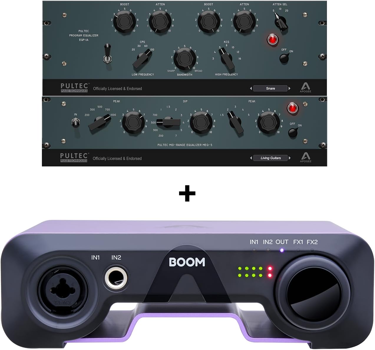 Apogee Boom USB Audio Interface For Musicians, Podcasters, and Streamers- Featuring 2 channels, Studio Microphone Pre Amp, 24bit/192kHz sample rate, hardware DSP, Headphone Amp, and Ableton Live Lite