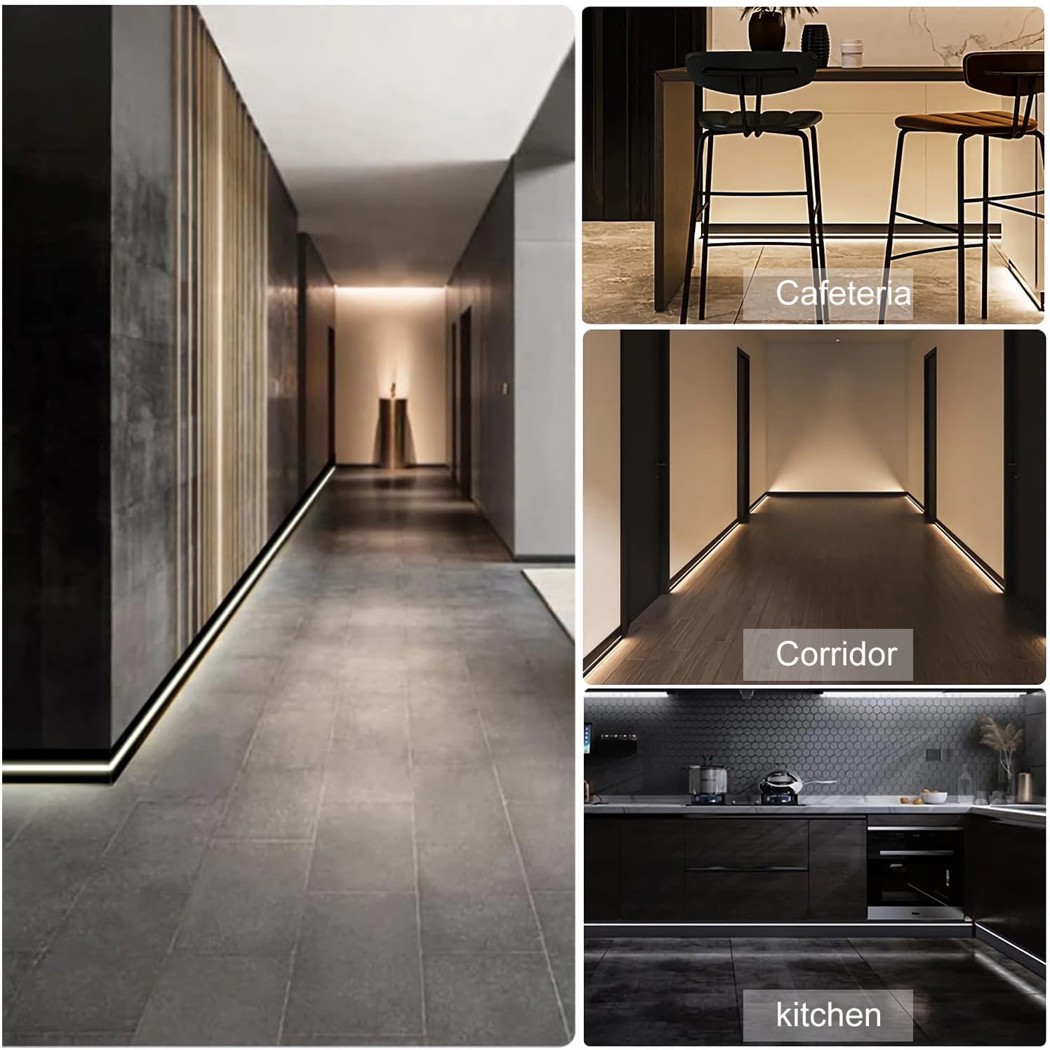 JARBIH 10 Packs 1M/3.3ft Aluminum Skirting Baseboards, 78x12mm LED Channel System Diffuser, Line Light Wall Mount Aluminum Profile with Milky Cover, Suitable for Living Room Bedroom Kitchen