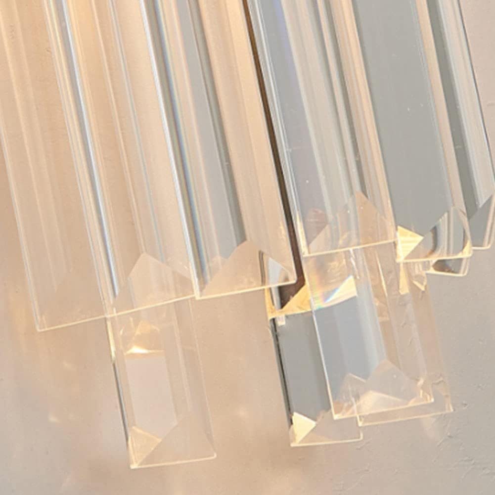 Mid Century Gold Modern Wall Mount Light Crystal Stainless Steel Lampshade E14 Glass Metal Sconce V-intage Bedside Lighting Decor,for Kitchen Island