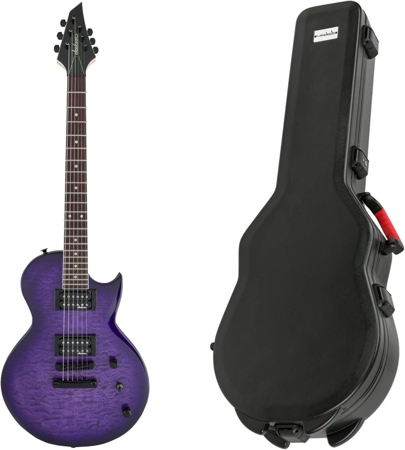 Jackson JS Series Monarkh SC JS22Q Electric Guitar (Transparent Purple Burst) Bundle with Jackson Monarkh Molded Case (2 Items)