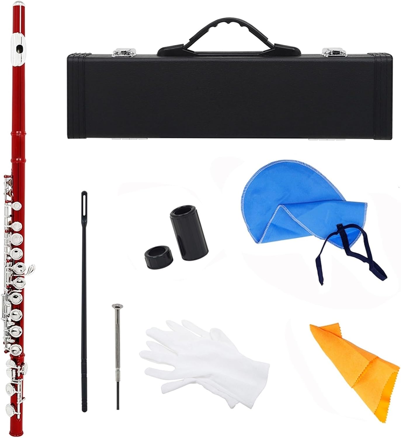 Flute 16 Hole Flute W/E Key Woodwind C Note Nickel Plated Silver Key Cupronickel Flute W/Music Box Flutes Musical Instruments