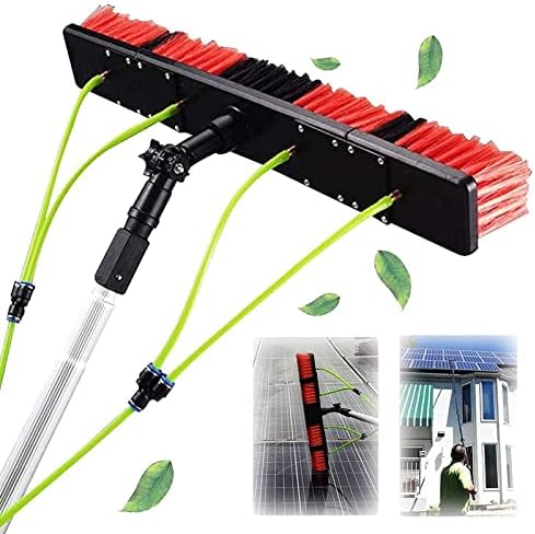 39ft Telescopic Window Cleaning Brush with Squeegee - Water Fed Extendable Pole for Solar Panel & Conservatory Roof Cleaning High Reach Glass Cleaner Tool