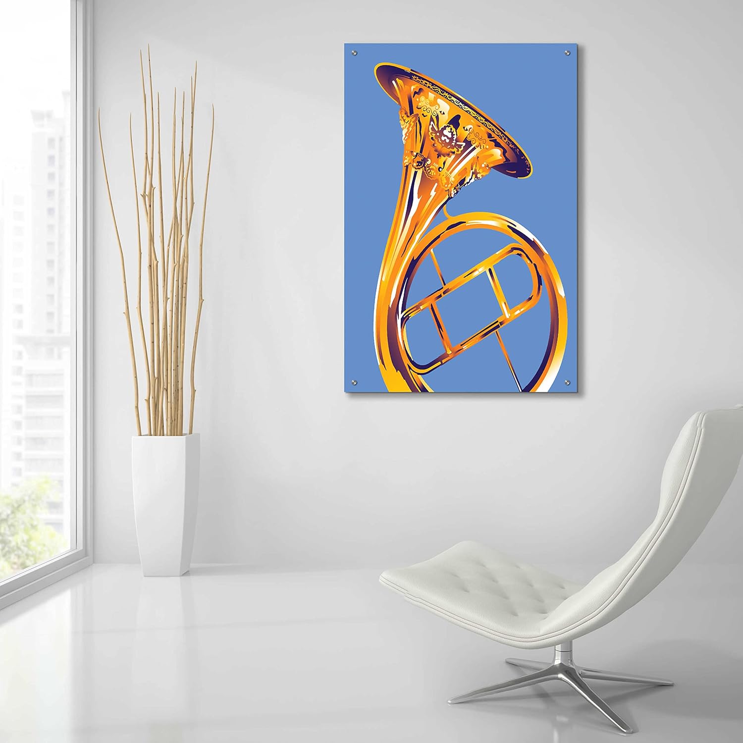 Epic Art 'French Horn 8' by David Chestnutt, Acrylic Glass Wall Art, 24