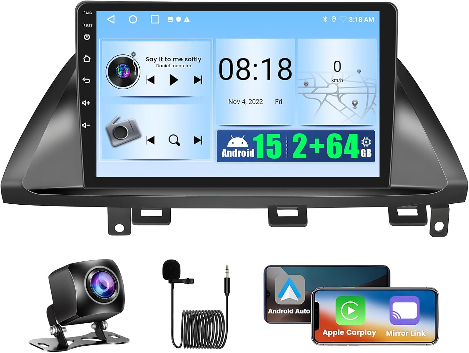 2+64G for Honda Odyssey 2005 2006 2007 2008 2009 2010 Android 15 Car Stereo with Wireless CarPlay Android Auto, 10.1 Inch Touchscreen Car Radio WiFi GPS Navi Bluetooth EQ 26UI FM/RDS AHD Backup Camera