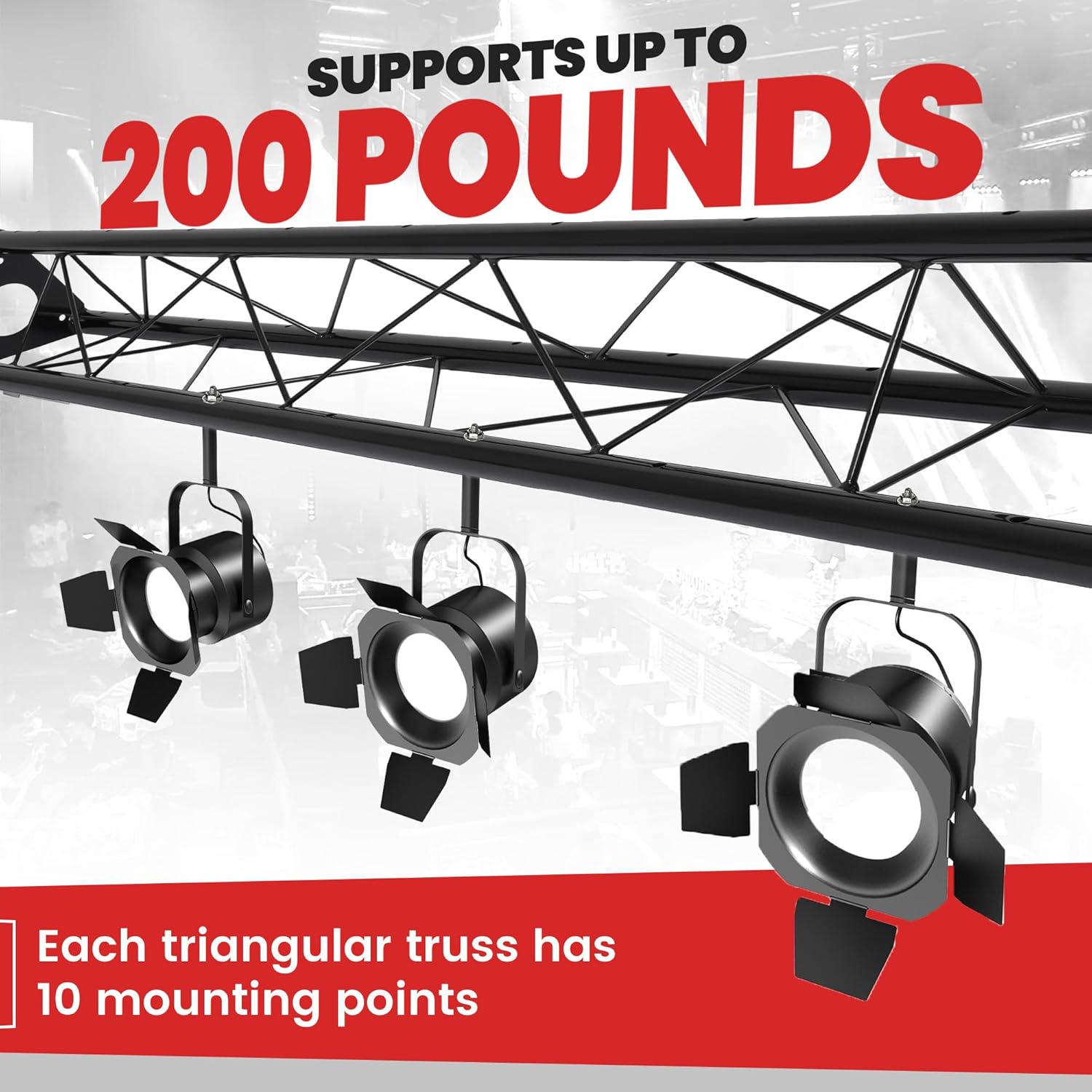 KUAFU 3 x 5ft Triangle Truss for DJ Booth Lighting System Stand and Live Stream, Mobile Steel Triangle Bolted Truss, Black