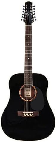 Ashton D25/12BK Acoustic Guitar (12 Strings), Black